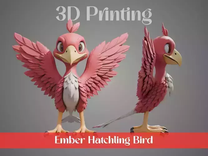 Stylized Flame Birds - Ember Hatchling