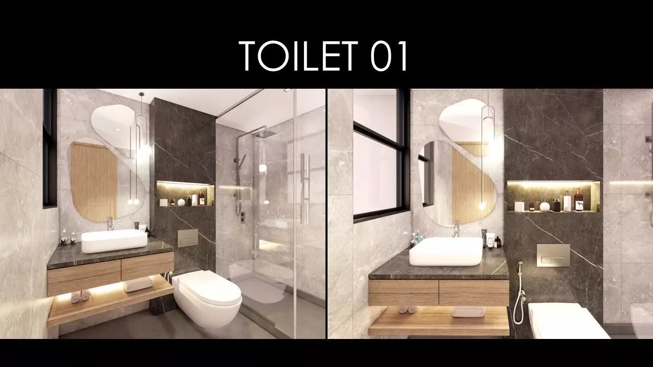 MORDERN TOILET 01 INTERIOR Low-poly 3D model
