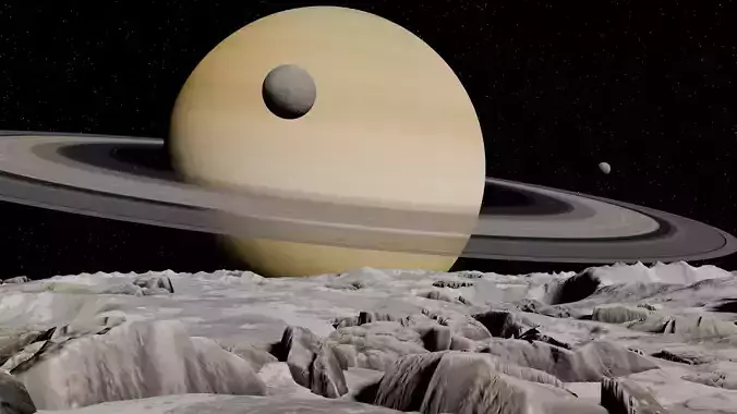 Alien Planet Sci-Fi Fantasy Scenery Saturn Moon 3D model