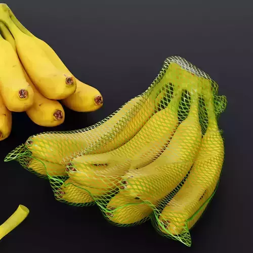 Realistic Banana Set with Peeled Slices 3D Model Low-poly 3D model 6