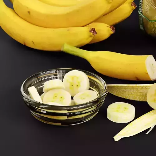 Realistic Banana Set with Peeled Slices 3D Model Low-poly 3D model 4