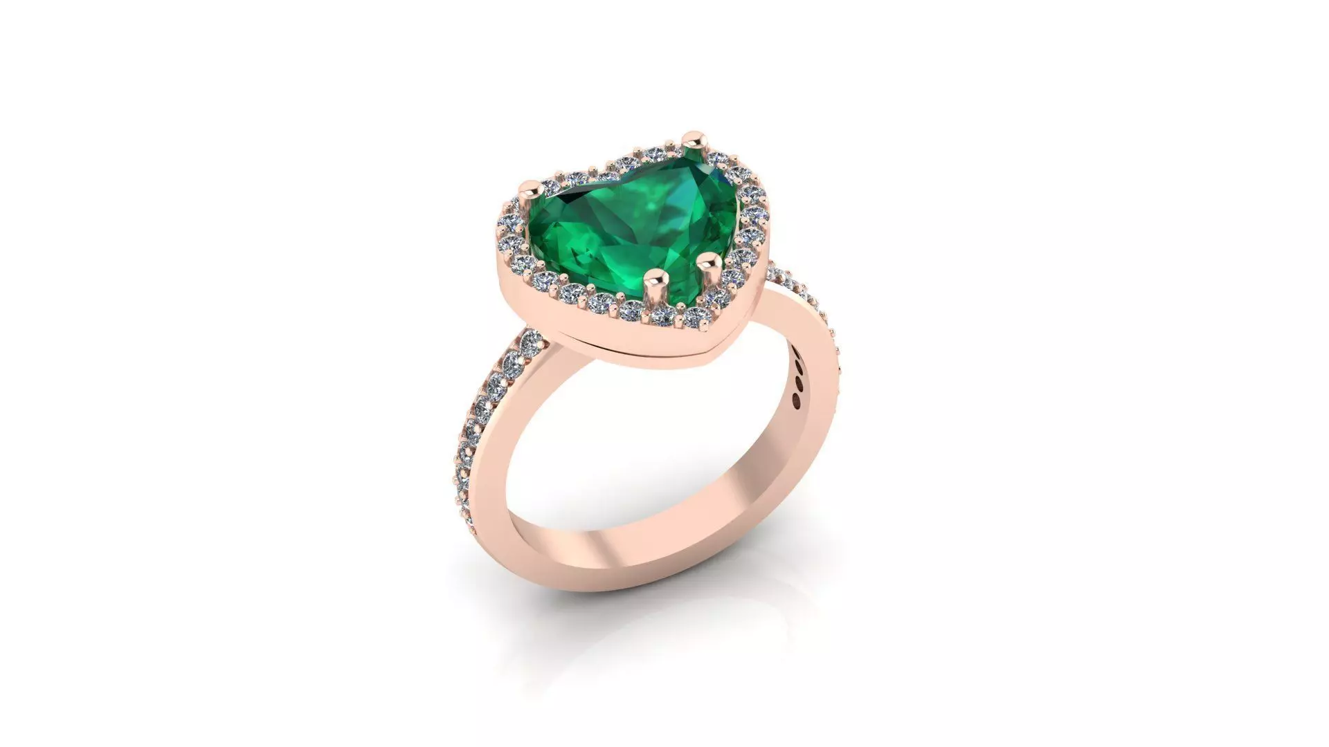 emerald heart halo setting high jewelry ring 3D print model