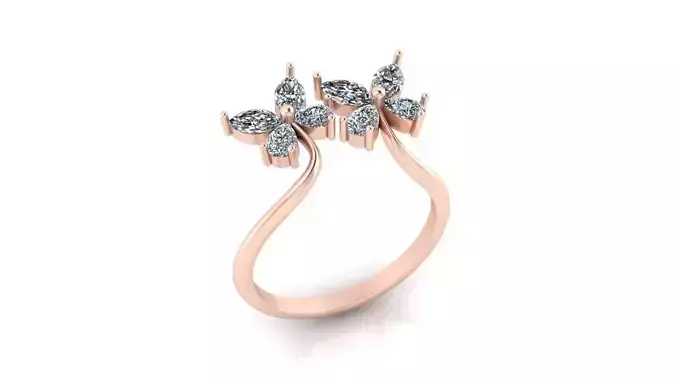 marquise and pear bypass jewelry ring 