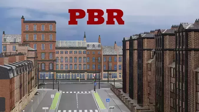 New York Modern City Street Scene Block V13 3D Model Low-poly 3D model