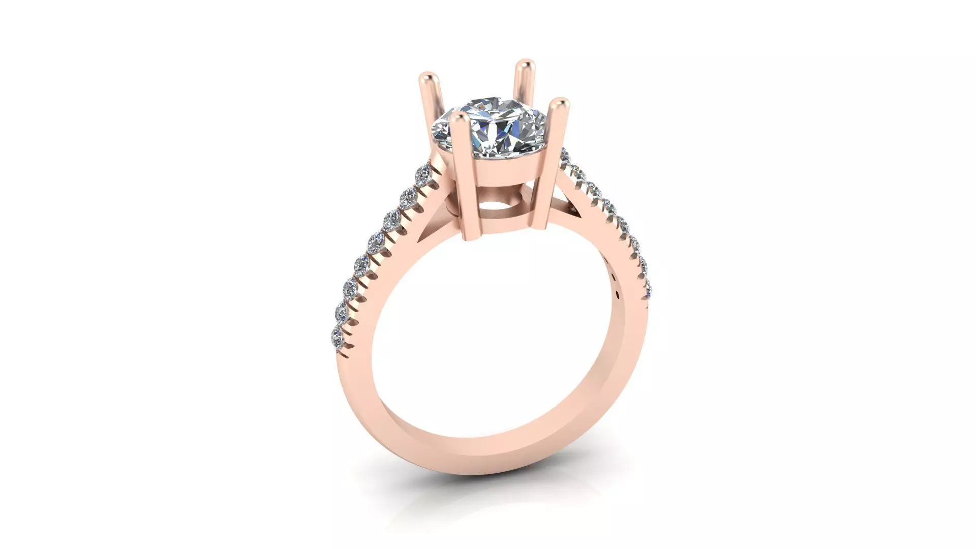 round solitaire micro setting engagement jewelry ring 3D print model