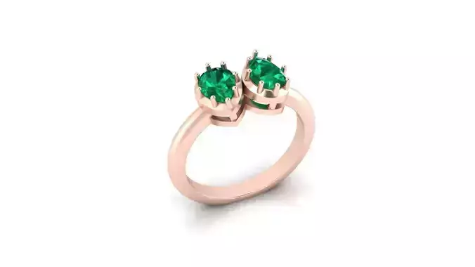 pear emerald bypass jewelry ring