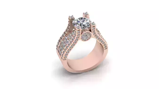 round solitaire pave setting high jewelry ring