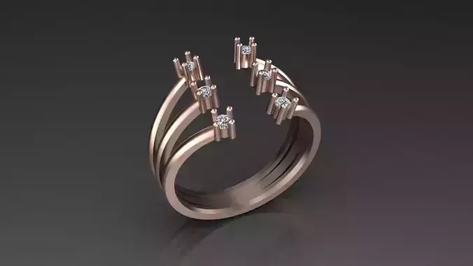 six diamond bypass engagement jewelry ring 