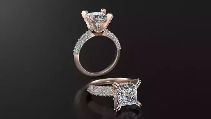 princes cut solitaire pave setting jewelry ring 