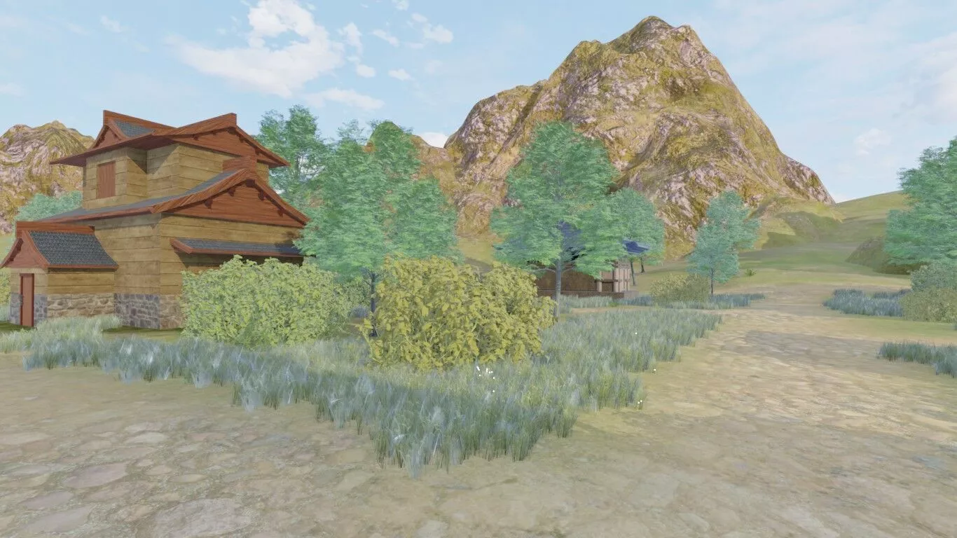 Serene Village Landscape 3D model