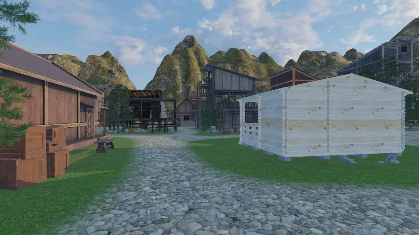 Wooden Village Layout 3D model