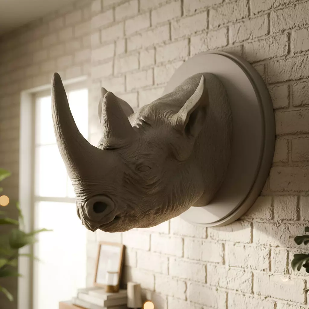Rhino Head Wall Mount 3D print model