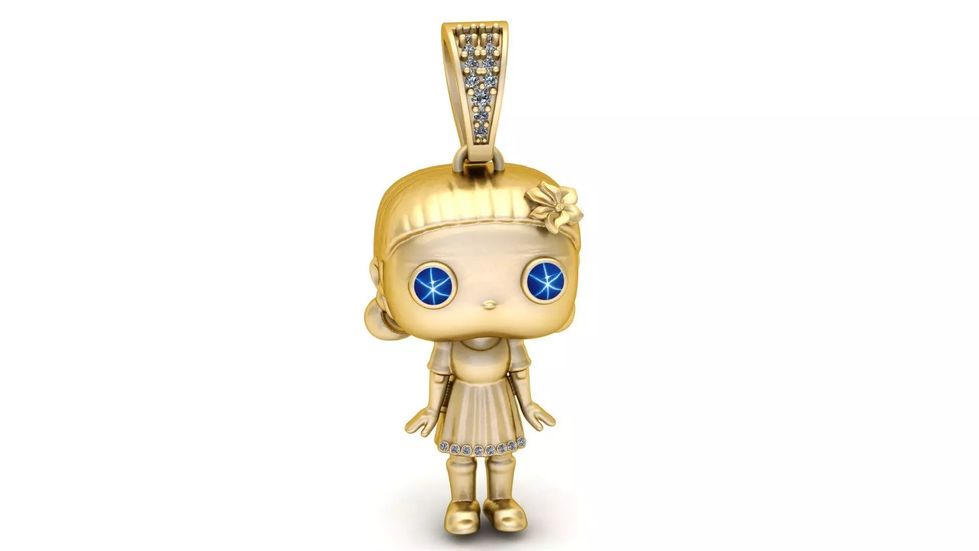 Golden Doll Pendant with Diamond Accents 3D print model
