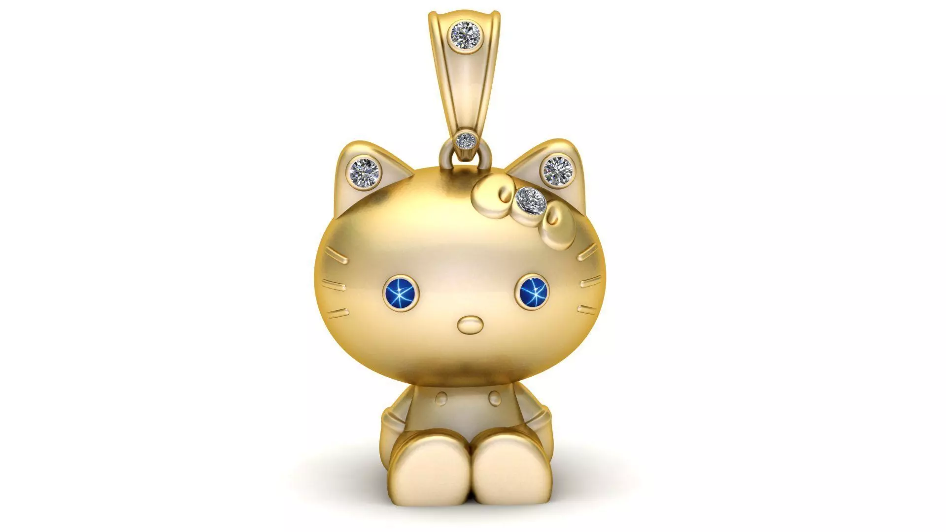 Golden Cat Doll Pendant with Diamond Accents 3D print model