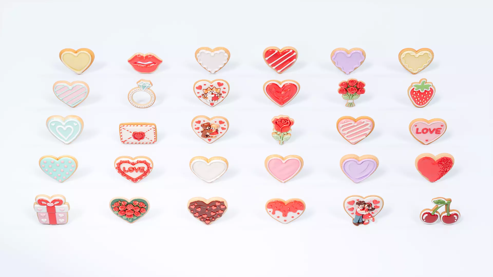 Valentine Day style cookies 3D model