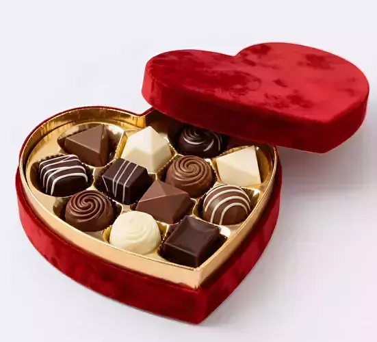 Luxurious Velvet Heart Chocolate Box 3D Model Low-poly 3D model