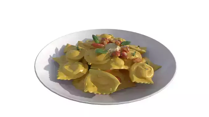 Pasta Ravioli Low-poly 3D model 6