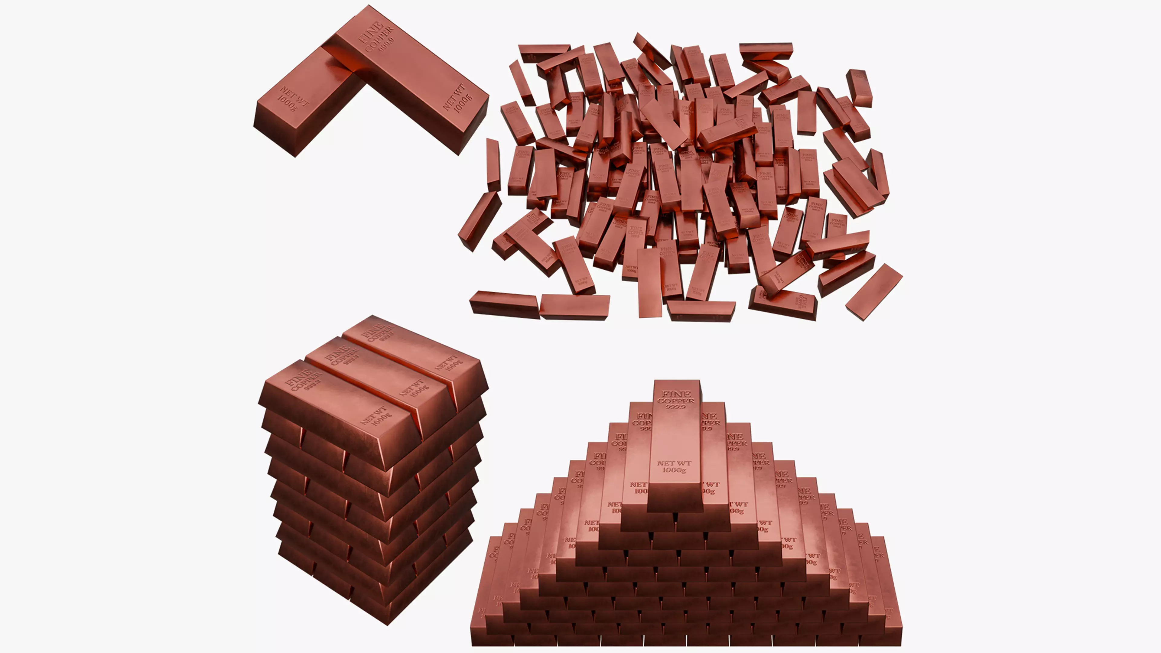 Copper Bar Low-poly 3D model