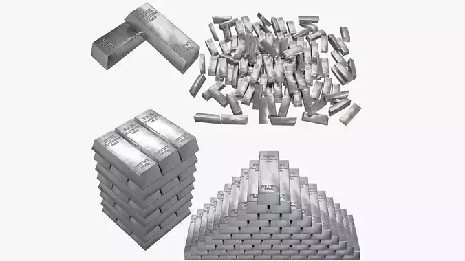 Platinum Bar Low-poly 3D model