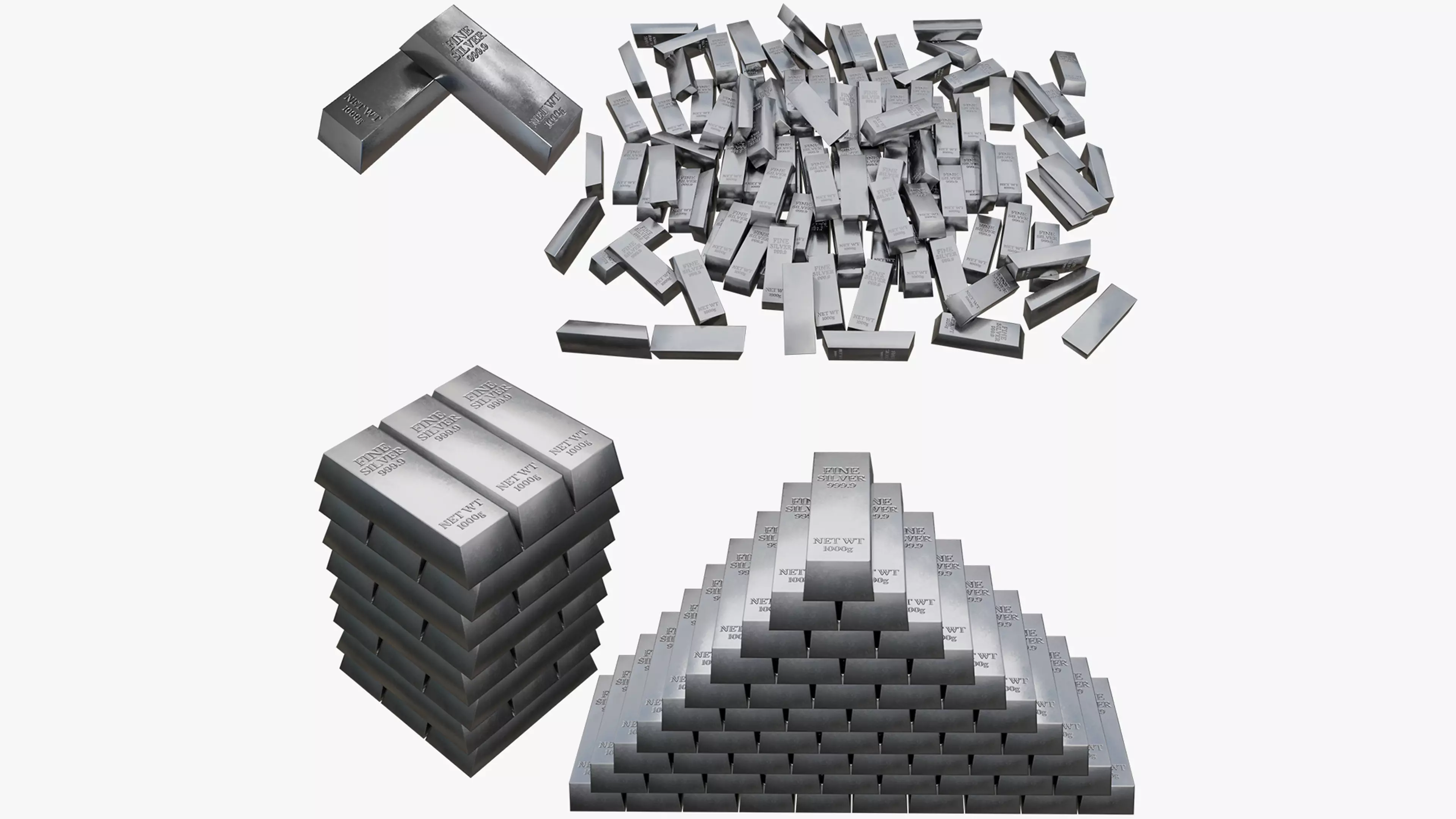 Silver Bar Low-poly 3D model