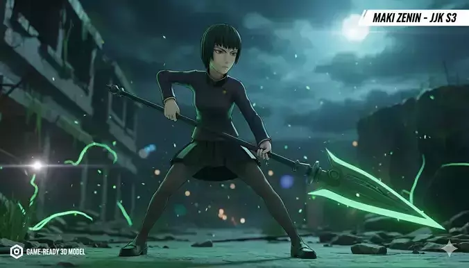 Maki Zenin - Jujutsu Kaisen Low-poly 3D model