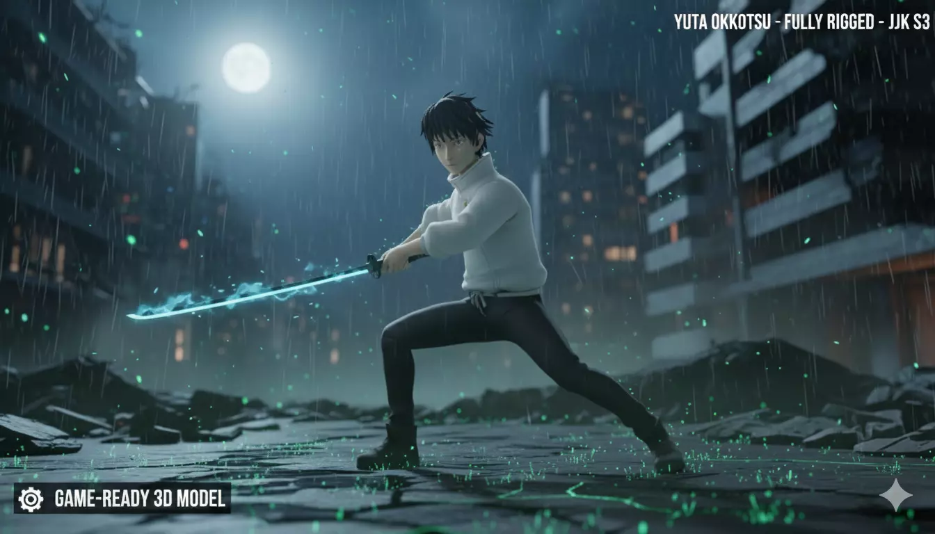 Yuta Okkotsu FULLY RIGGED Game Ready JJK Low-poly 3D model
