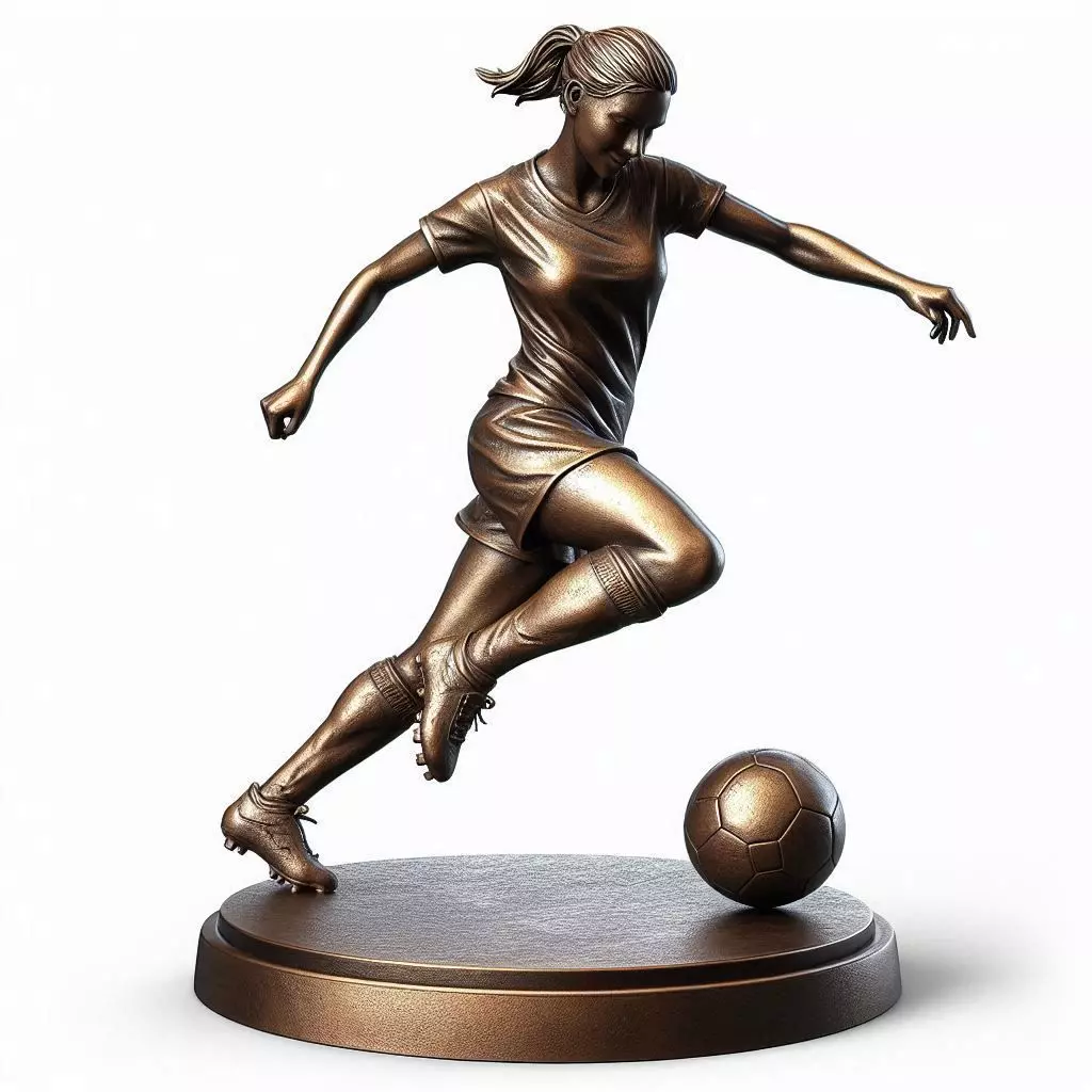Golden Soccer Player Kick Statue 3D print model