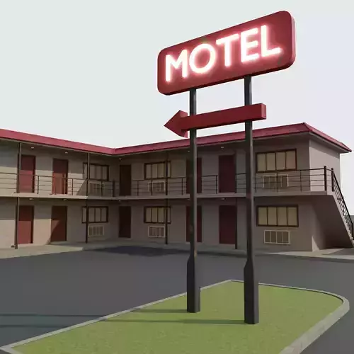 Old Motel - Hotel 3D Modular kit Low-poly 3D model