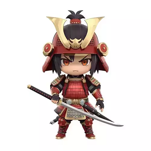 Stylized Chibi Samurai Warrior 3D Model