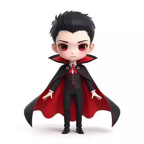 Stylized Chibi Anime Vampire Boy 3D Model
