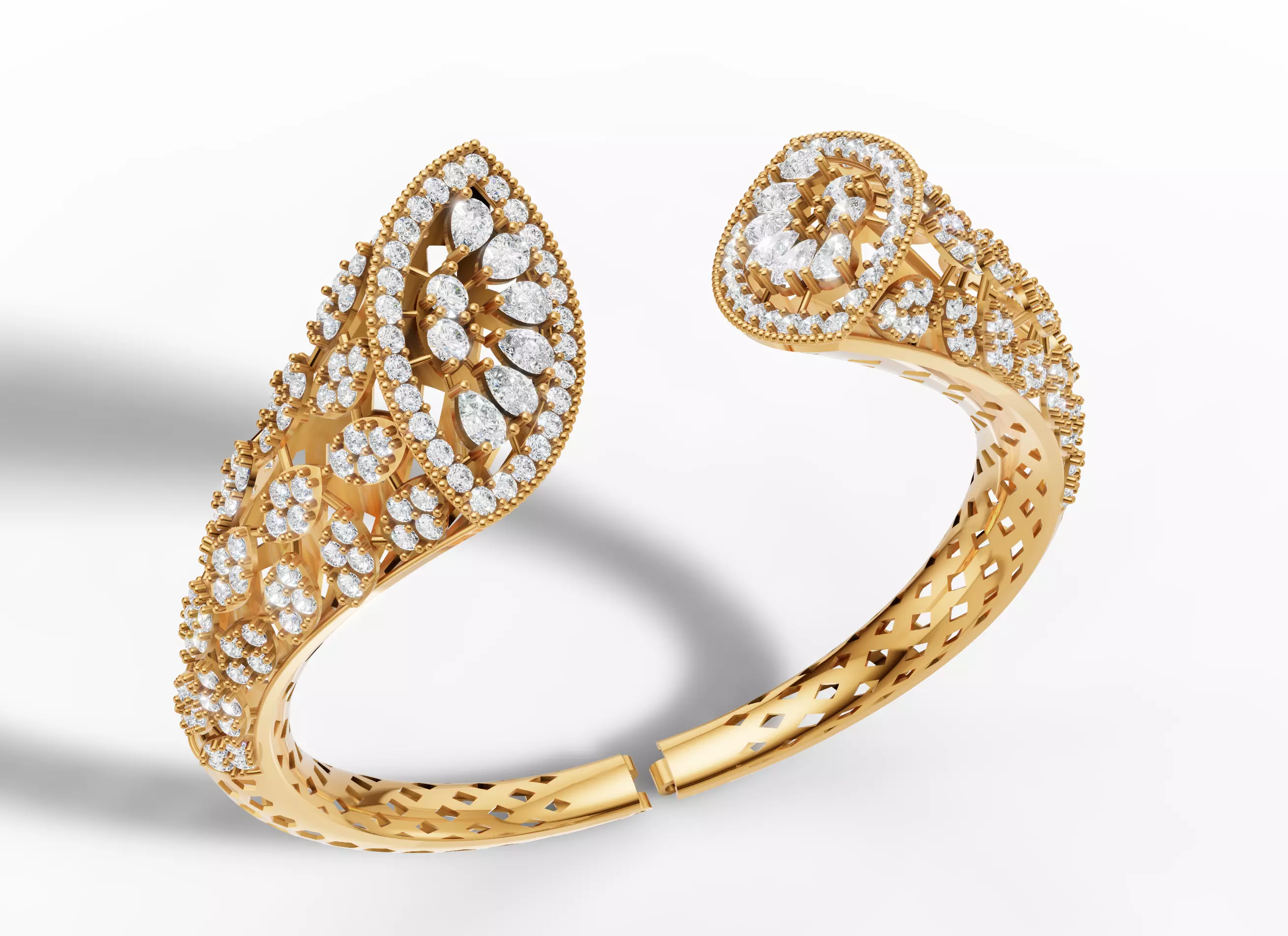 Luxury Multi-Stone Bangle Design Cad File 3D print model