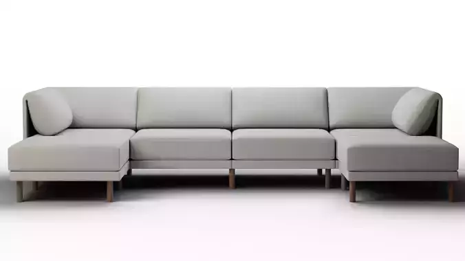 The Range 6 Piece Sectional Double Lounge Stone Gray