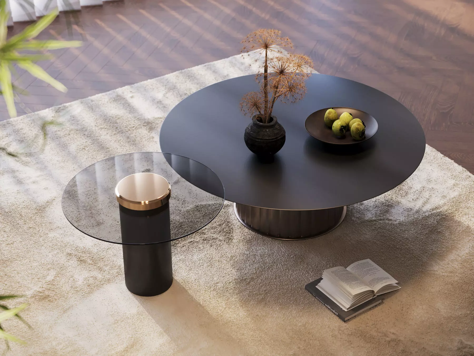Modern Minimalist Round Coffee Table Set 3D model