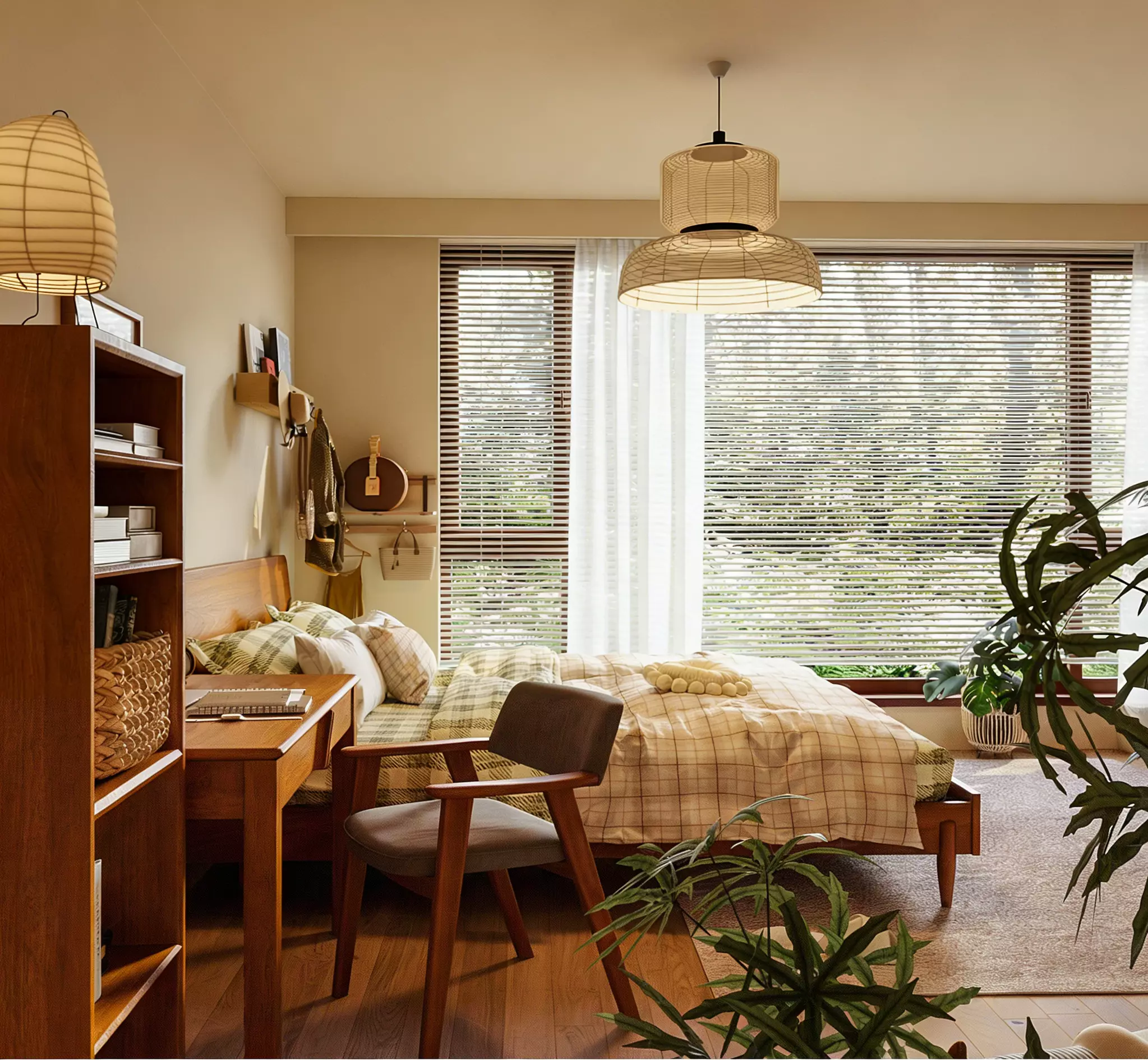 Modern mid-century home bedroom 3D model