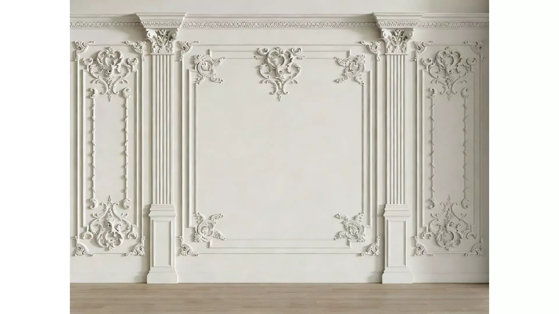 French Plaster Molding Accent Wall 3D model