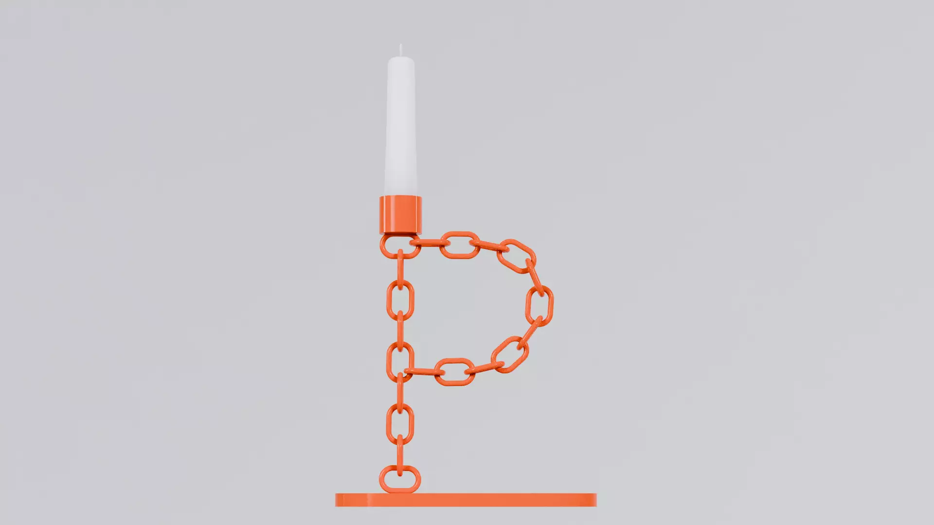 P Orange Candleholder 3D Model Unwrapped UV Low-poly 3D model