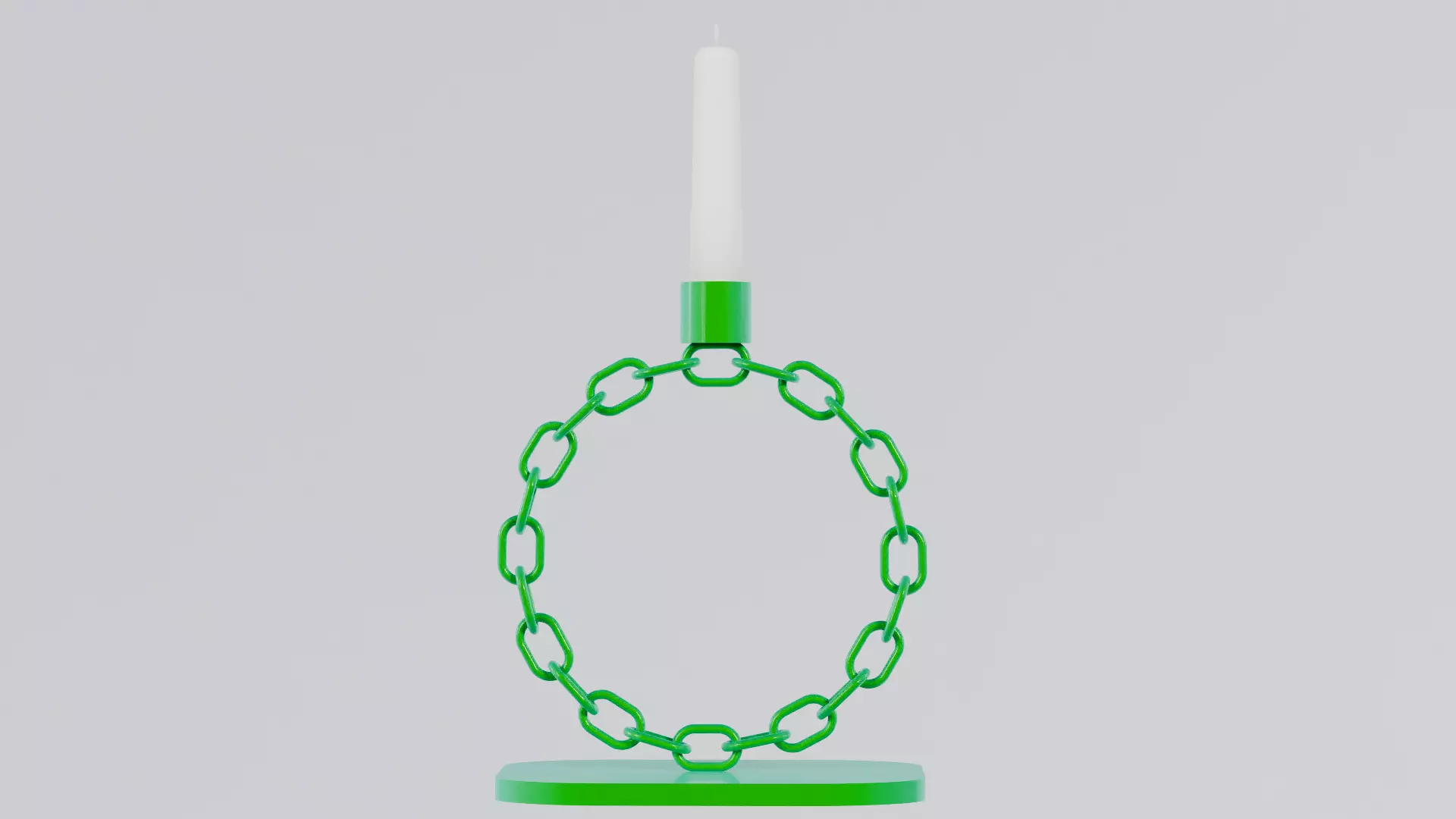 O Green Metal Candleholder 3D Model Unwrapped UV Low-poly 3D model