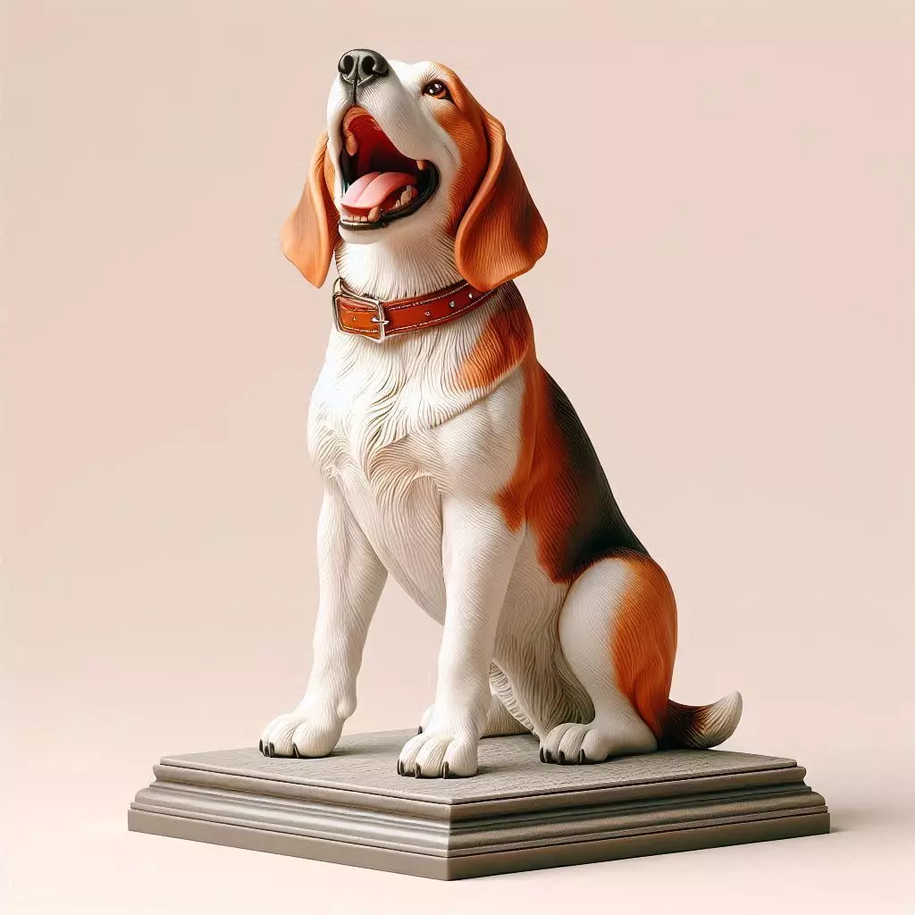 3394 Color 3D Model of a Laughing Beagle Dog STL 3D print model