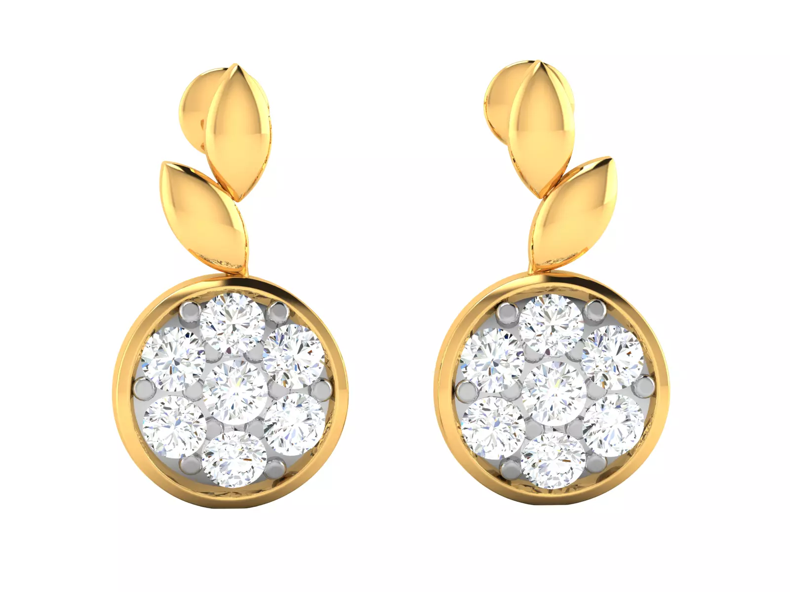 Round Diamond Stud Earring Render 3dm STL OBJ FBX Details 3D print model