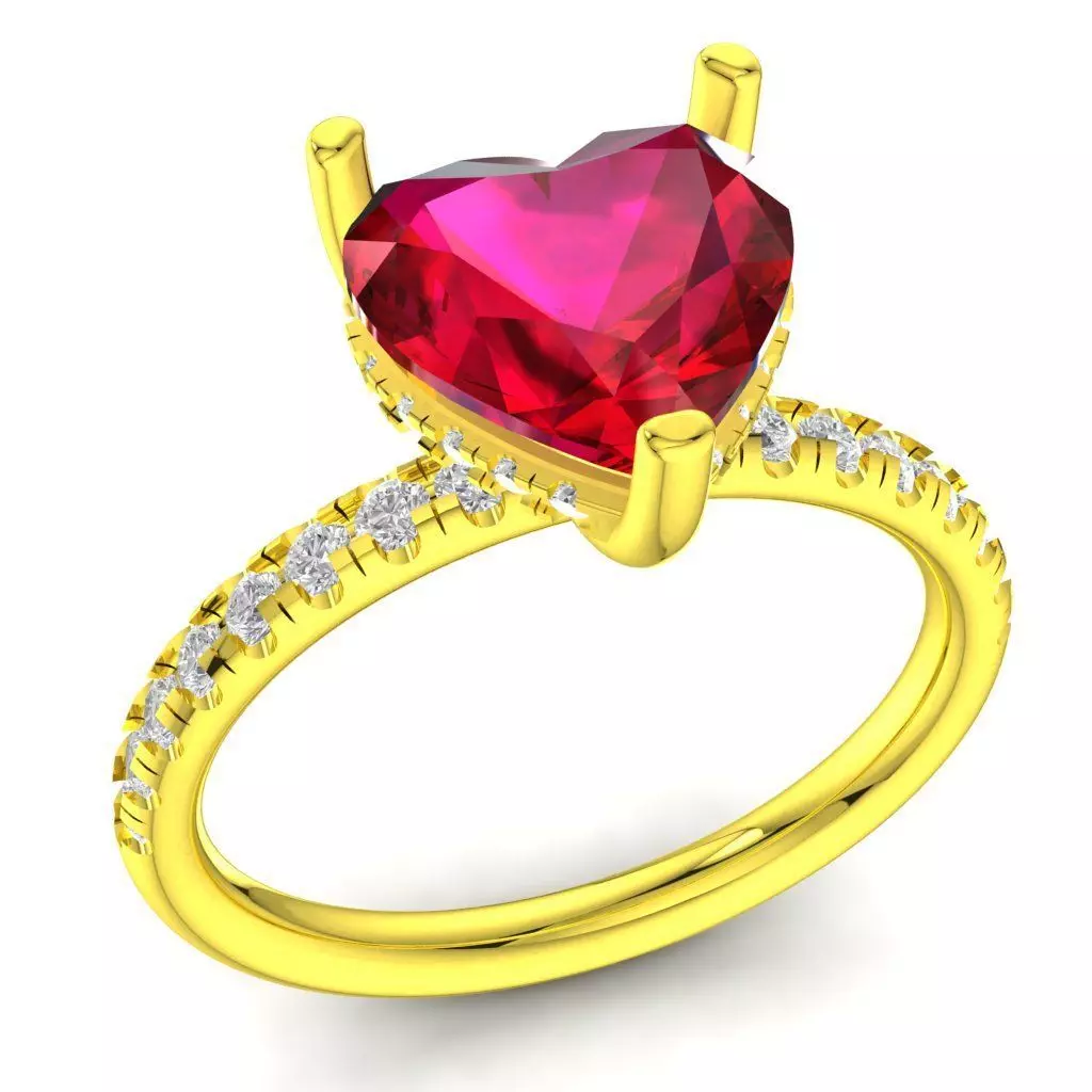 Elegant Ruby Diamond Engagement Ring Design 159a 3D print model