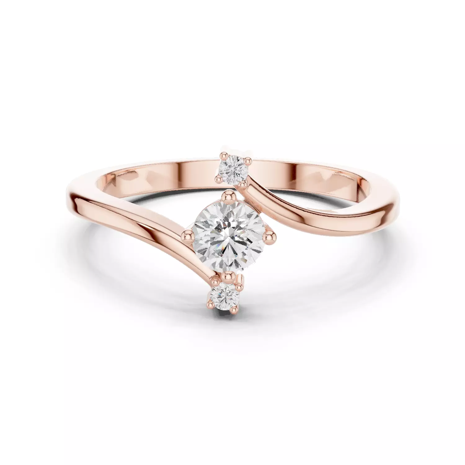 Trio Solitaire Ring 3dm stl renders animation video 3D print model