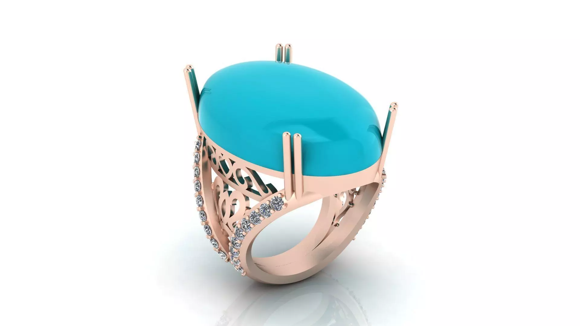 oval engagement jewelry ring 3D print model