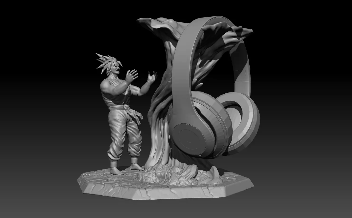 Anime Inspired Energy Wave Headphone Stand 3D Printable 3D print model