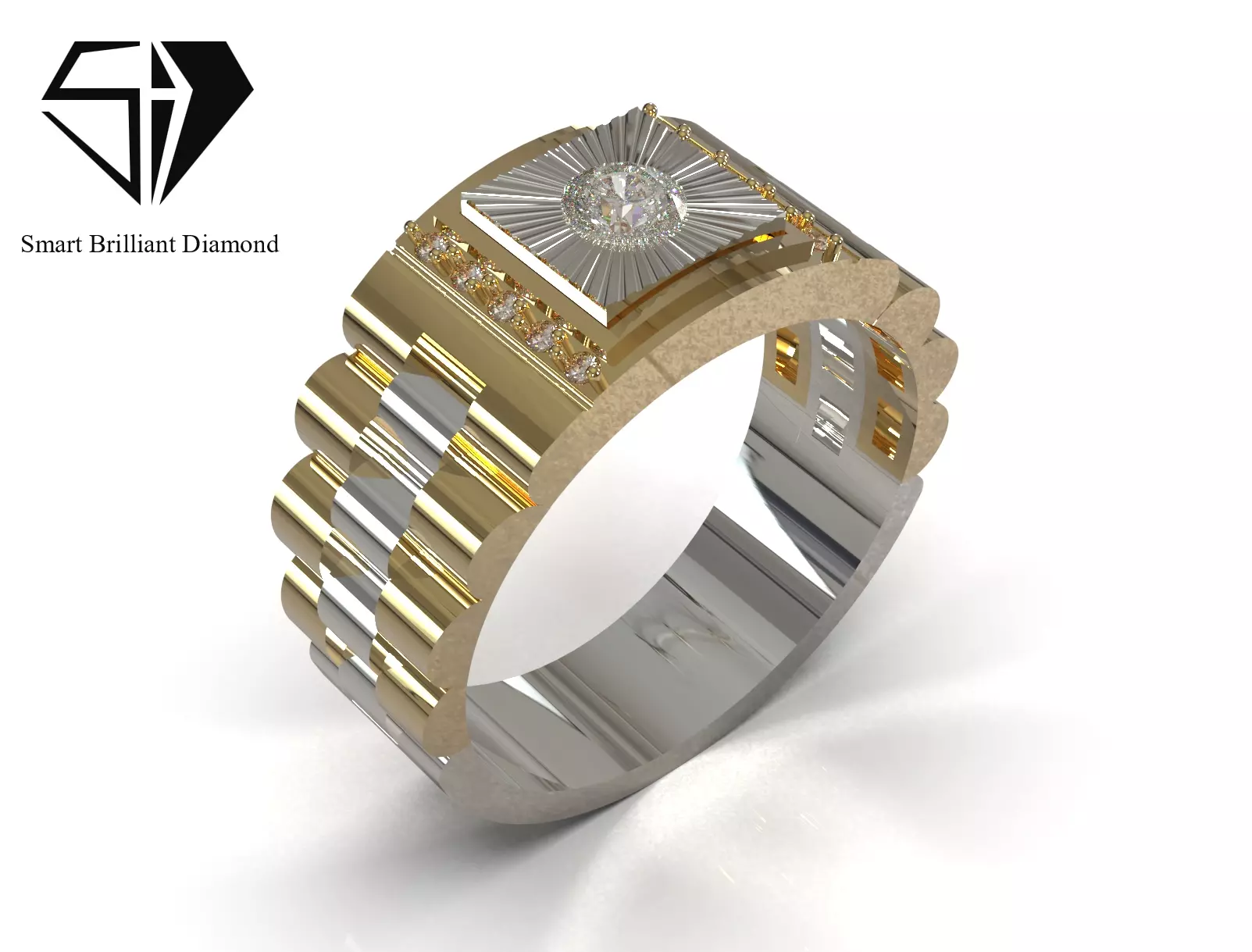 Mens CAD printable Rolex Ring Emperor model ror0095 3D print model