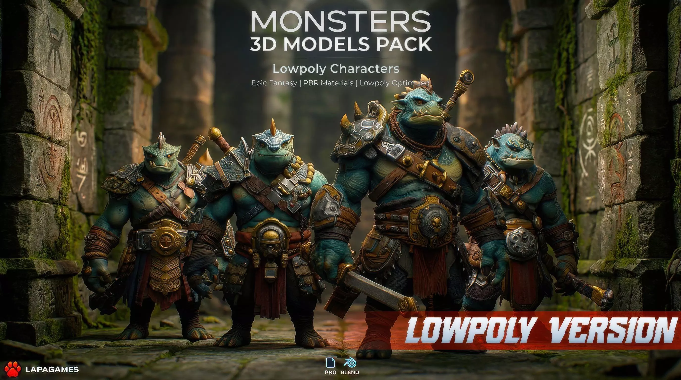 Fantasy Ogre Champions LowPoly Low-poly 3D model