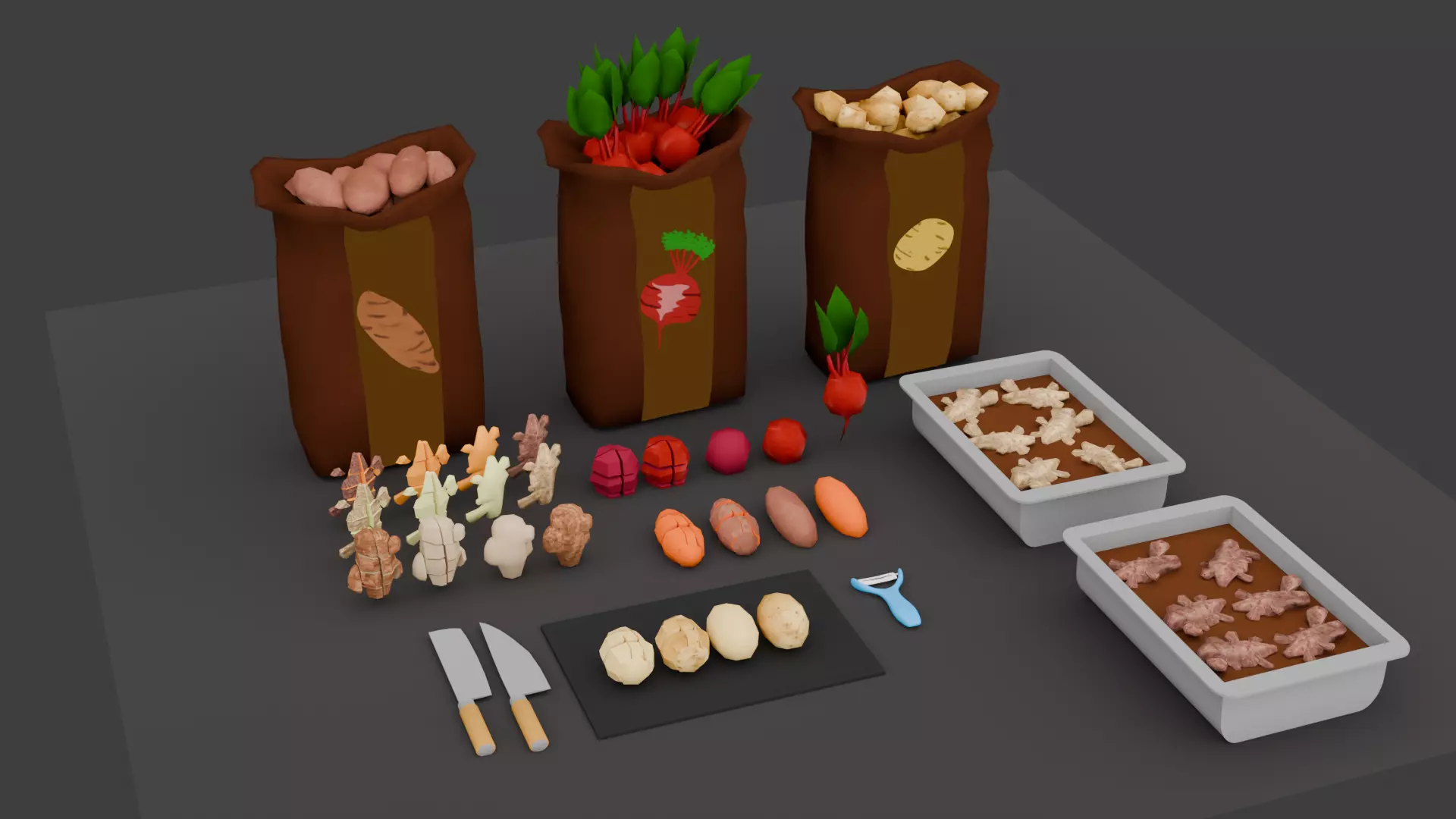 Root Vegetable Game Asset Pack Low-poly 3D model