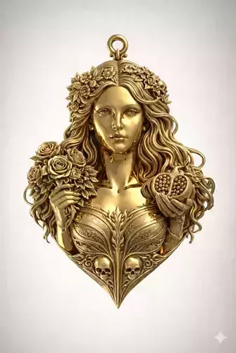 Persephone Goddess Pendant 3D Printable Model