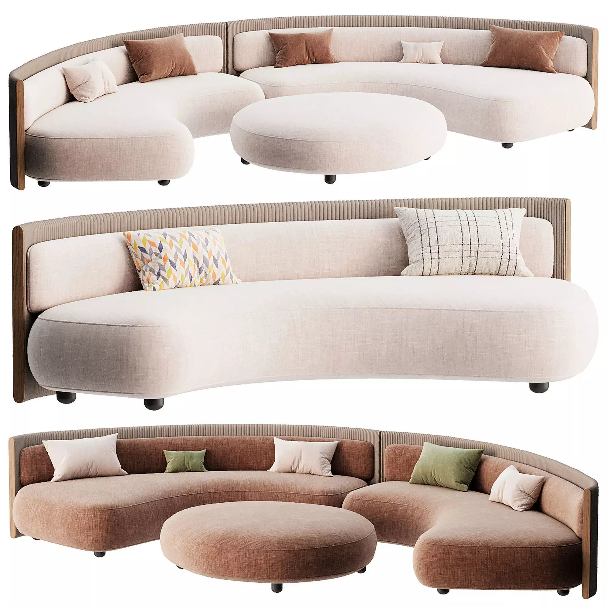 Minotti Bezier Cord Outdoor Sofa 2 3D model