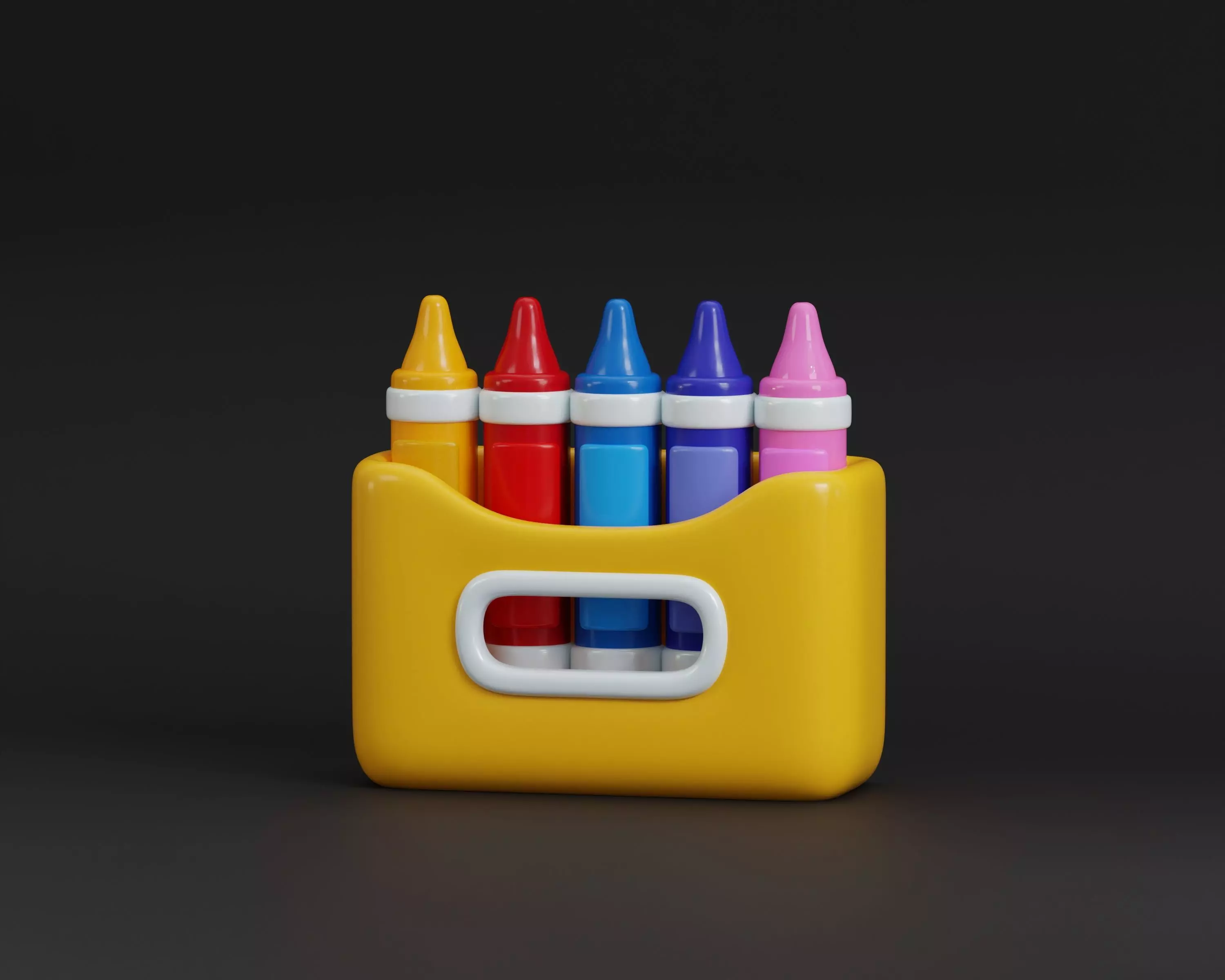 Cartoon Crayon Box Low-poly 3D model