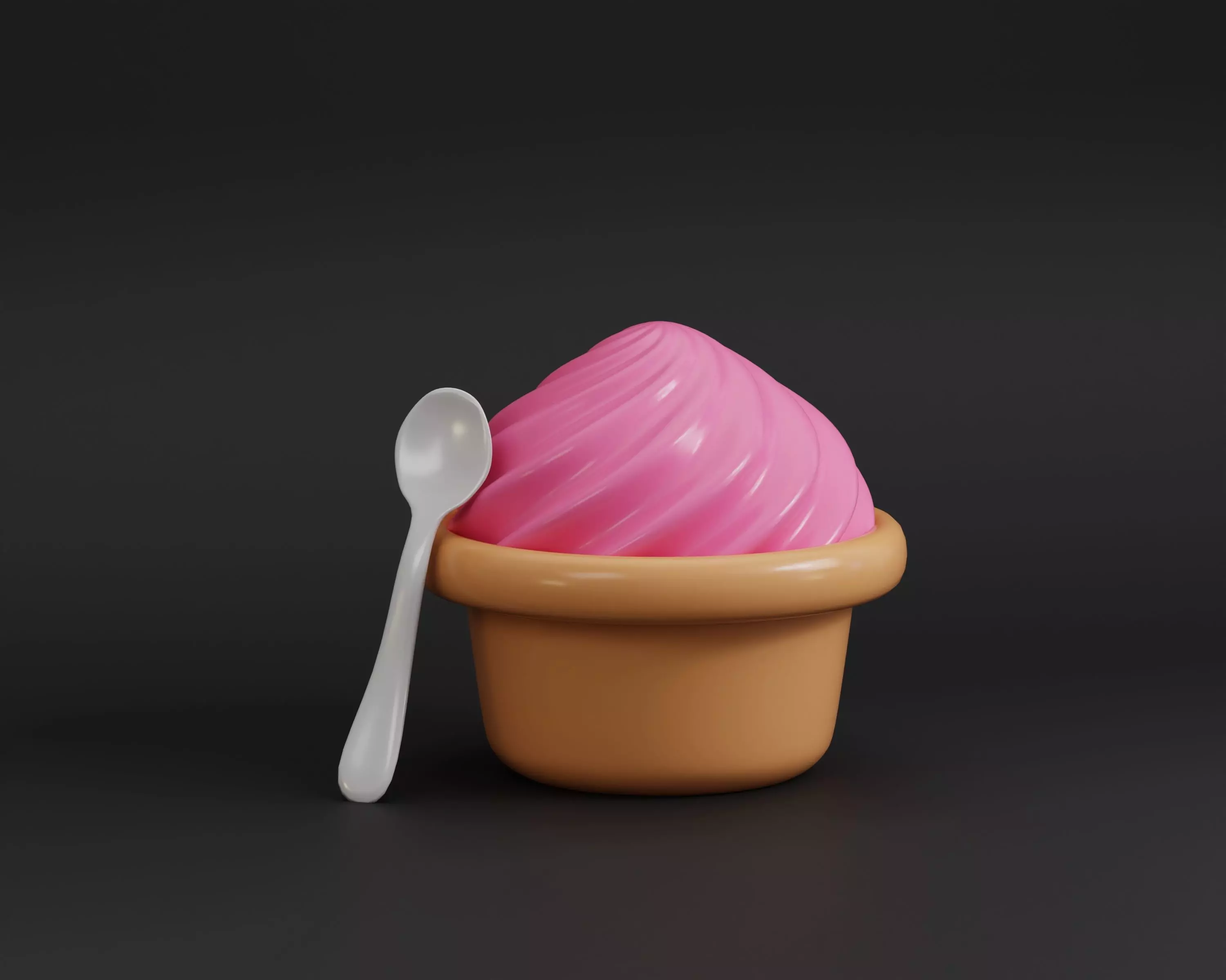 Cupcake with spoon Low-poly 3D model